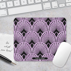 Tapis De Souris Art Déco violet classique rétro Peacock Motif