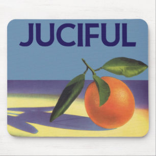 Tapis De Souris Art d'étiquette de caisse de fruits vintage, Orang