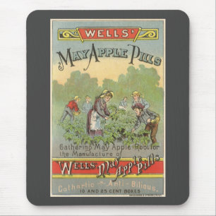 Tapis De Souris Art d'étiquette de produit vintage, Wells May Appl