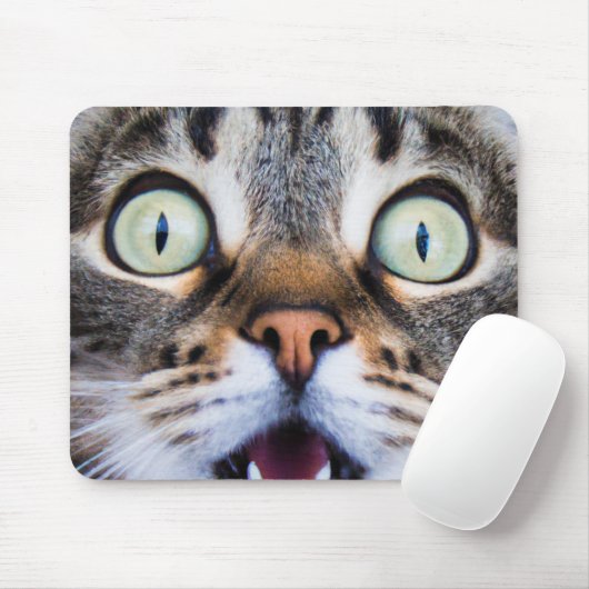 Tapis De Souris Art du chat | Surprised Kitty | Funny Kitten Mouse (Avec souris)