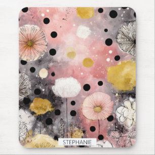 Tapis De Souris Art floral à points de watercolor vintage (8)