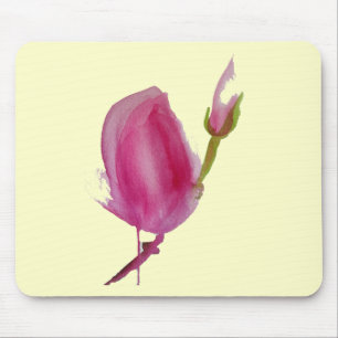 Tapis De Souris Art floral aquarelle Magnolia rose