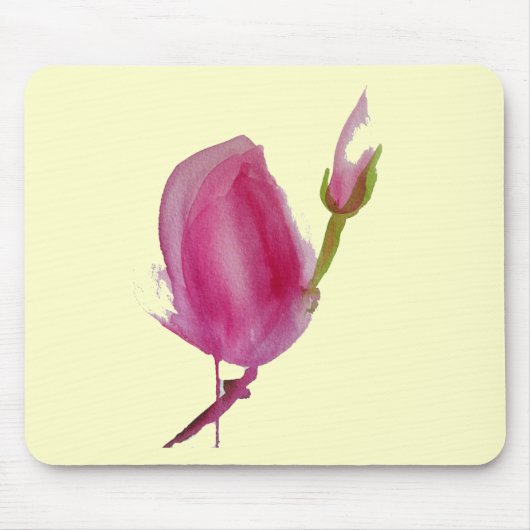 Tapis De Souris Art floral aquarelle Magnolia rose (Devant)