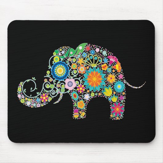 Tapis De Souris Art floral éléphant (Devant)