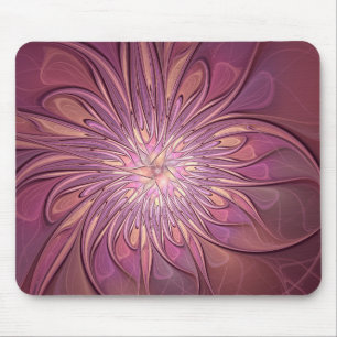 Tapis De Souris Art floral fractal moderne abstrait couleurs de ba
