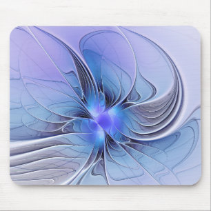 Tapis De Souris Art fractal moderne abstrait bleu lavande