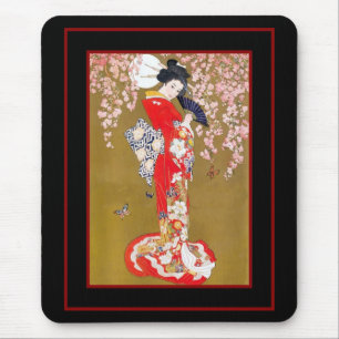 Tapis de souris Art Geisha Japonaise Affiche Vinta