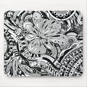 Tapis De Souris Art Géométrique Noir Et Blanc 15