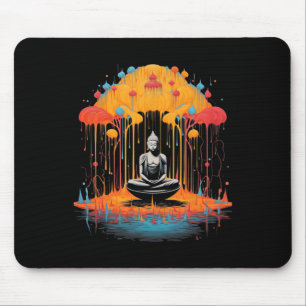 Tapis De Souris Art graphique de méditation surréaliste cool Boudd