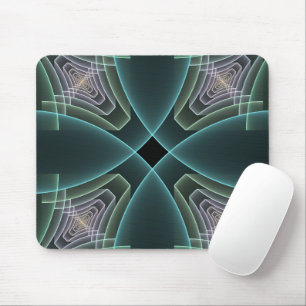 Tapis De Souris Art graphique géométrique fractal sarcelle moderne