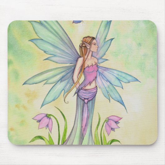Tapis De Souris Art Imaginaire Fée Papillon de printemps (Devant)