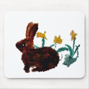 Tapis De Souris Art jonquille du lapin de printemps