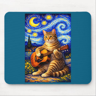 Tapis De Souris Art mignon chat tigré jouant de la guitare Caprice