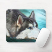 Tapis De Souris Art Mousepad de chien de traîneau sibérien (Avec souris)