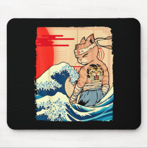 Tapis De Souris Art Ninja Japonais et Chat du Jujutsu de Karate Ja