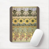 Tapis De Souris Art nouveau alphonse mucha fuschia tournesol flore (Avec souris)