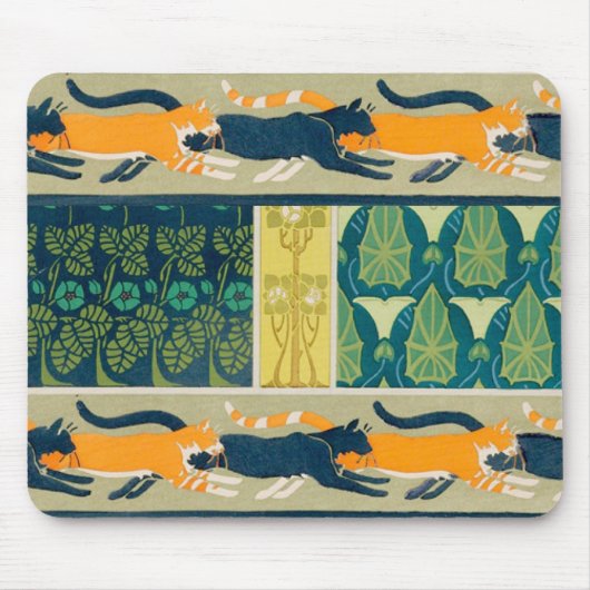 Tapis De Souris Art Nouveau Cats and Flowers (Devant)