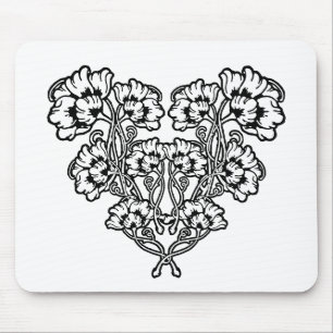 Tapis De Souris Art Nouveau gothique Fleur Cœur