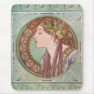 Tapis De Souris Art Nouveau Mousepad de laurier d'Alphonse Mucha