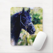 Tapis De Souris Art numérique du cheval noir (Avec souris)