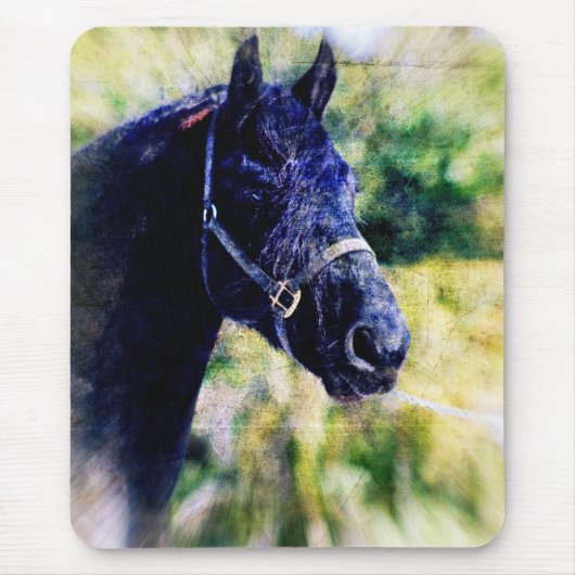 Tapis De Souris Art numérique du cheval noir (Devant)