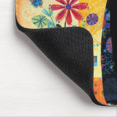 Tapis De Souris Art populaire de chat noir (Coin)
