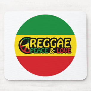 Tapis De Souris Art reggae avec des mots positifs Paix et Amour