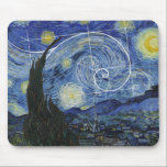 Tapis De Souris Art rencontre mathématiques, Van Gogh rencontre Fi<br><div class="desc">Vincent van Gogh rencontre Leonardo Fibonacci. La spirale de Fibonacci s'est superposée à des éléments de la célèbre peinture de van Gogh.</div>