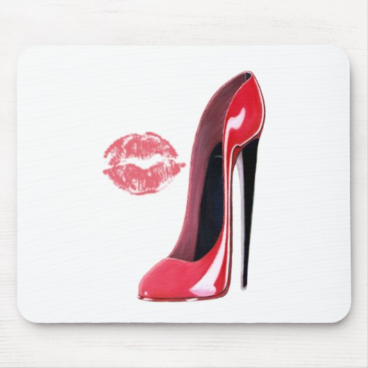 Tapis De Souris Art stylet rouge de chaussure et de baiser (Devant)