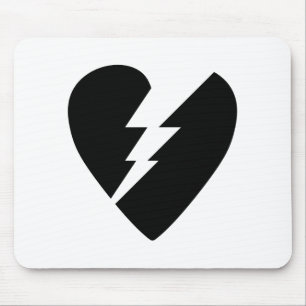 Tapis De Souris Art vectoriel du coeur brisé noir et blanc