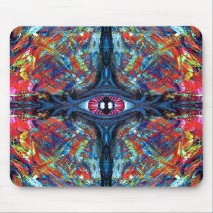 Tapis De Souris Art visionnaire de l'œil trippy bleu surréaliste