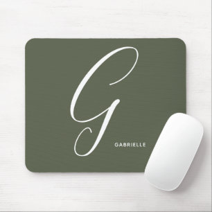 Tapis De Souris Artfully Monogrammed Script Letter G Chive Green