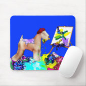 Tapis De Souris Artiste de Terrier roux (Bkgd Bleu) (Avec souris)
