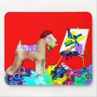 Artiste de Terrier roux (Rouge Bkgd)