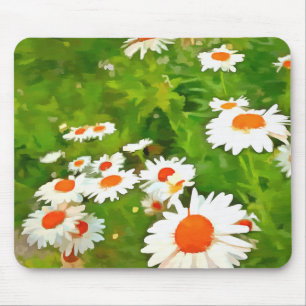 Tapis De Souris Artistic Bright and Colorful White Garden Daisies