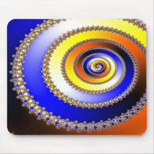 Tapis De Souris Arts abstraits - jaune bleu en spirale