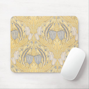 Tapis De Souris Arts and Crafts Walter Crane Bleus Tulipes Blanche
