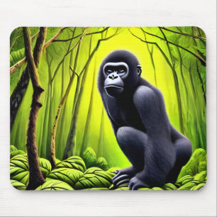 Tapis De Souris Artsy Abstrait Jungle Gorilla