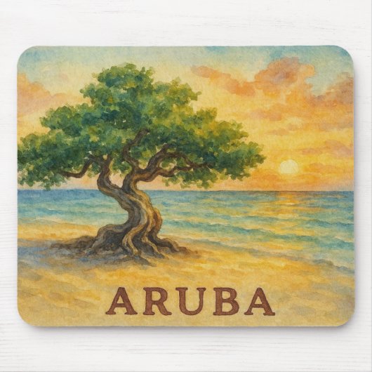 Tapis De Souris Aruba Eagle Beach Divi Tree Heure dorée (Devant)
