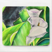 Tapis De Souris Arum blanc Lily aquarelle tropicale florale (Devant)