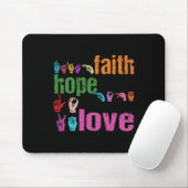 Tapis De Souris ASL Faith Hope Love American Sign Language Christi (Avec souris)
