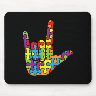 Tapis De Souris ASL Love Langue des signes - Puzzle autistique Aut
