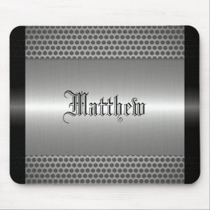 Tapis De Souris Aspect métallique en acier inoxydable brillant