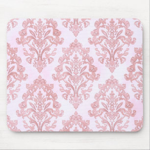 Tapis De Souris Assez en rose motif damassé victorien à l'aquarell