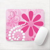 Tapis De Souris Assez le rose fleurit le rétro motif mignon de (Avec souris)