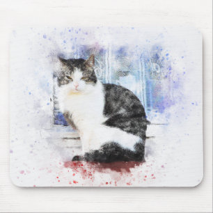 Tapis De Souris Assis près de la fenêtre ABSTRAIT Aquarelle