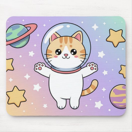Tapis de souris astronaute de chat spatial Kawaii (Devant)