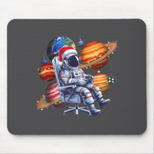 Tapis De Souris Astronaute drôle Noël Espace Lumières Chapeau de P