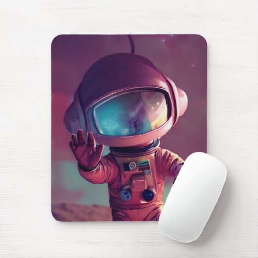 Tapis De Souris Astronaute du petit Alien rouge (Avec souris)