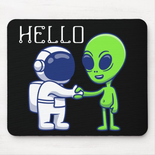 Tapis de souris Astronaute rencontre un alien (Devant)